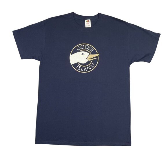 Goose Island Beer T Shirt Mens Large L Navy Blue Short Sleeve Chicago Brewery - Picture 8 of 9